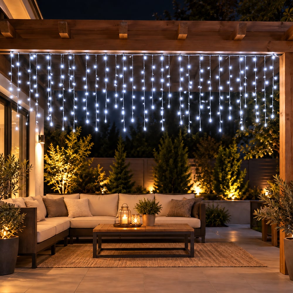 Perdea luminoasă LED, 6 × 1 m, alb rece – imagine 4