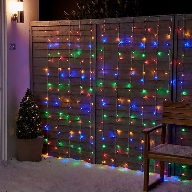 Perdea luminoasă LED, 240 LED-uri, 3 × 3 m, multicoloră – imagine 2
