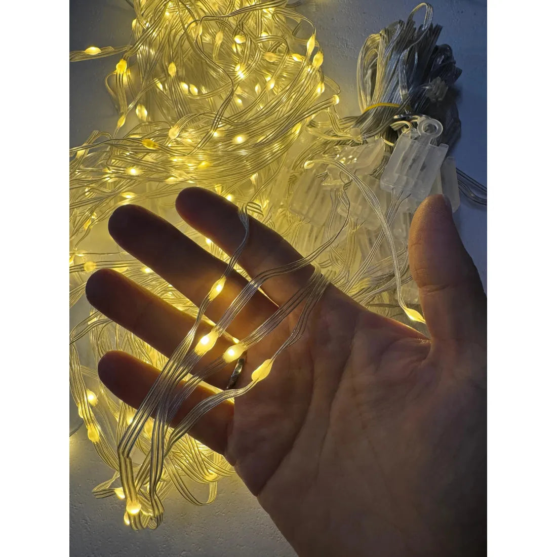 Perdea luminoasă LED, 320 LED-uri, 8 × 1 m, alb cald – imagine 4