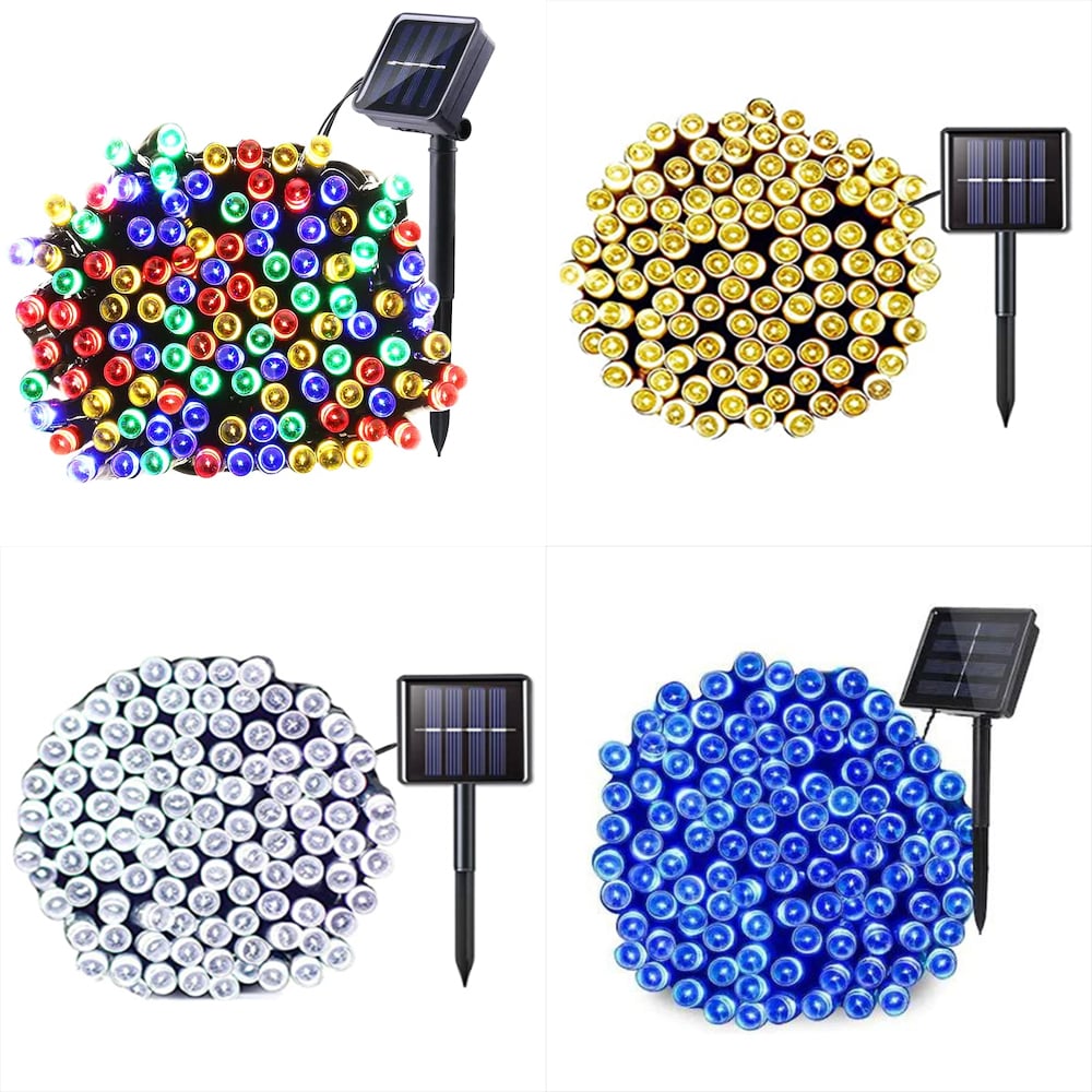 Instalație solară LED tip șir, 420 LED-uri, 50 m, cu telecomandă, alb cald – imagine 4