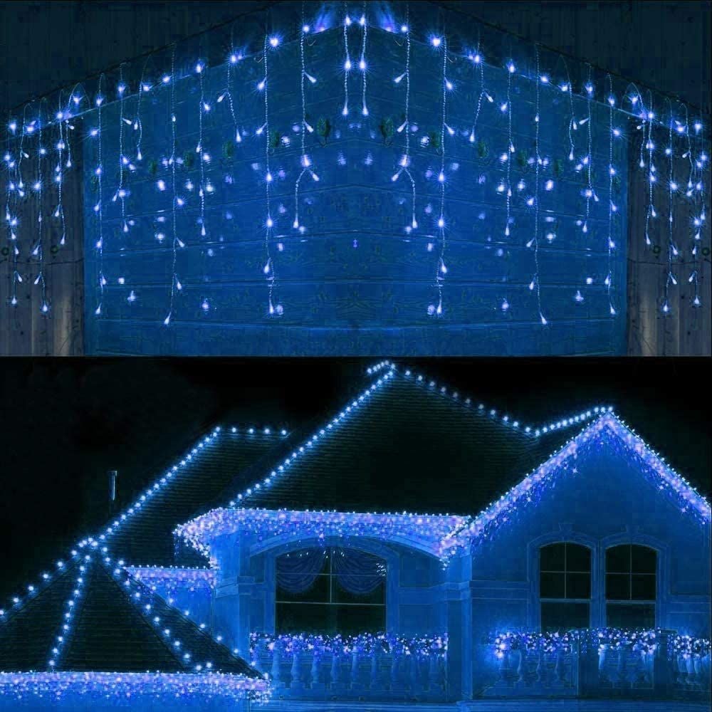 Instalație LED tip țurțuri, 200 LED-uri, 8 m, albastră – imagine 4