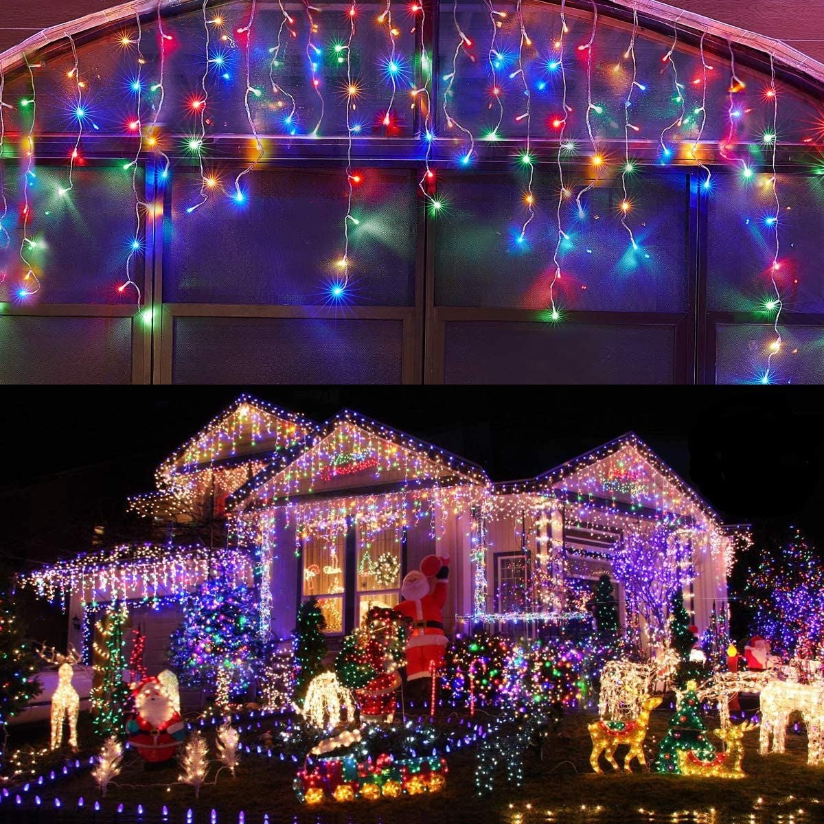 Instalație LED tip țurțuri, 100 LED-uri, 4 m, multicoloră – imagine 4