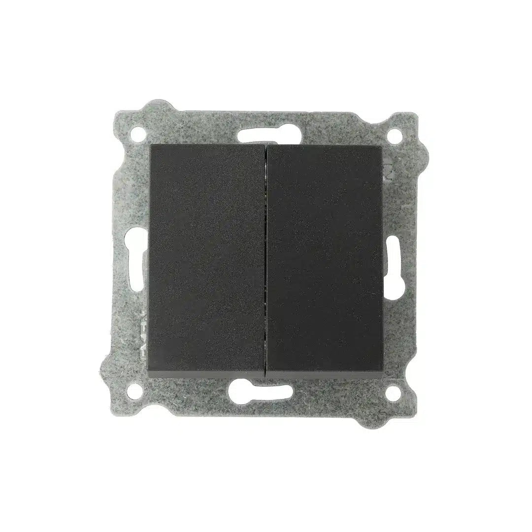 Intrerupator dublu 10A, 250V, culoare neagra, dimensiuni 7.5x7.5 cm