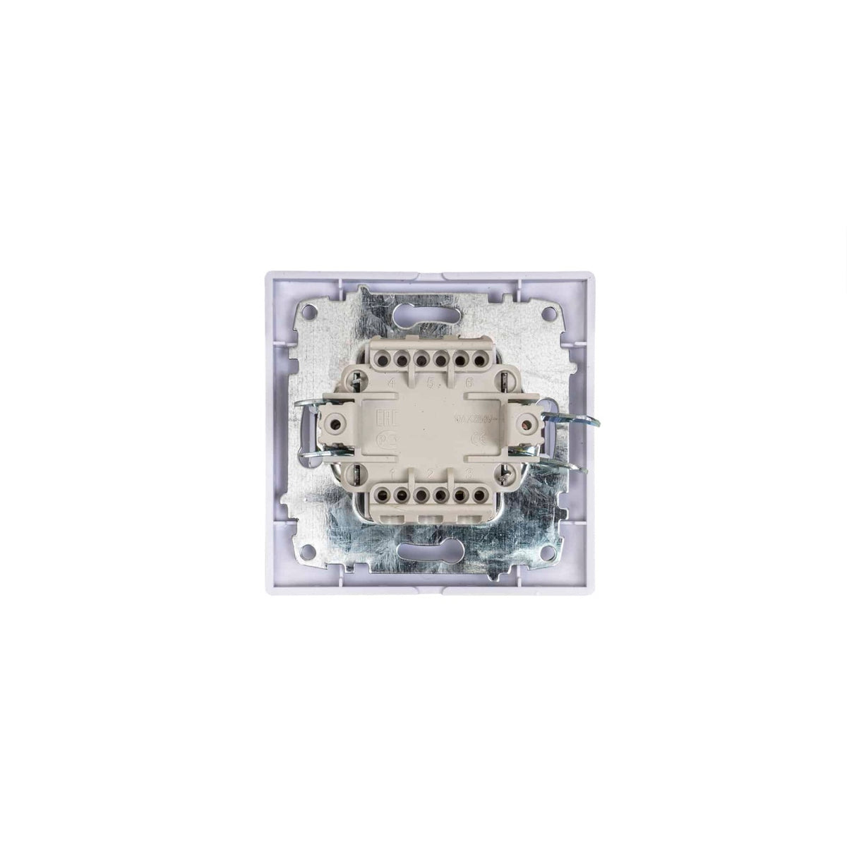 Intrerupator dublu cu led, 10A, 250V, culoare alb, dimensiuni 80x80x35 mm