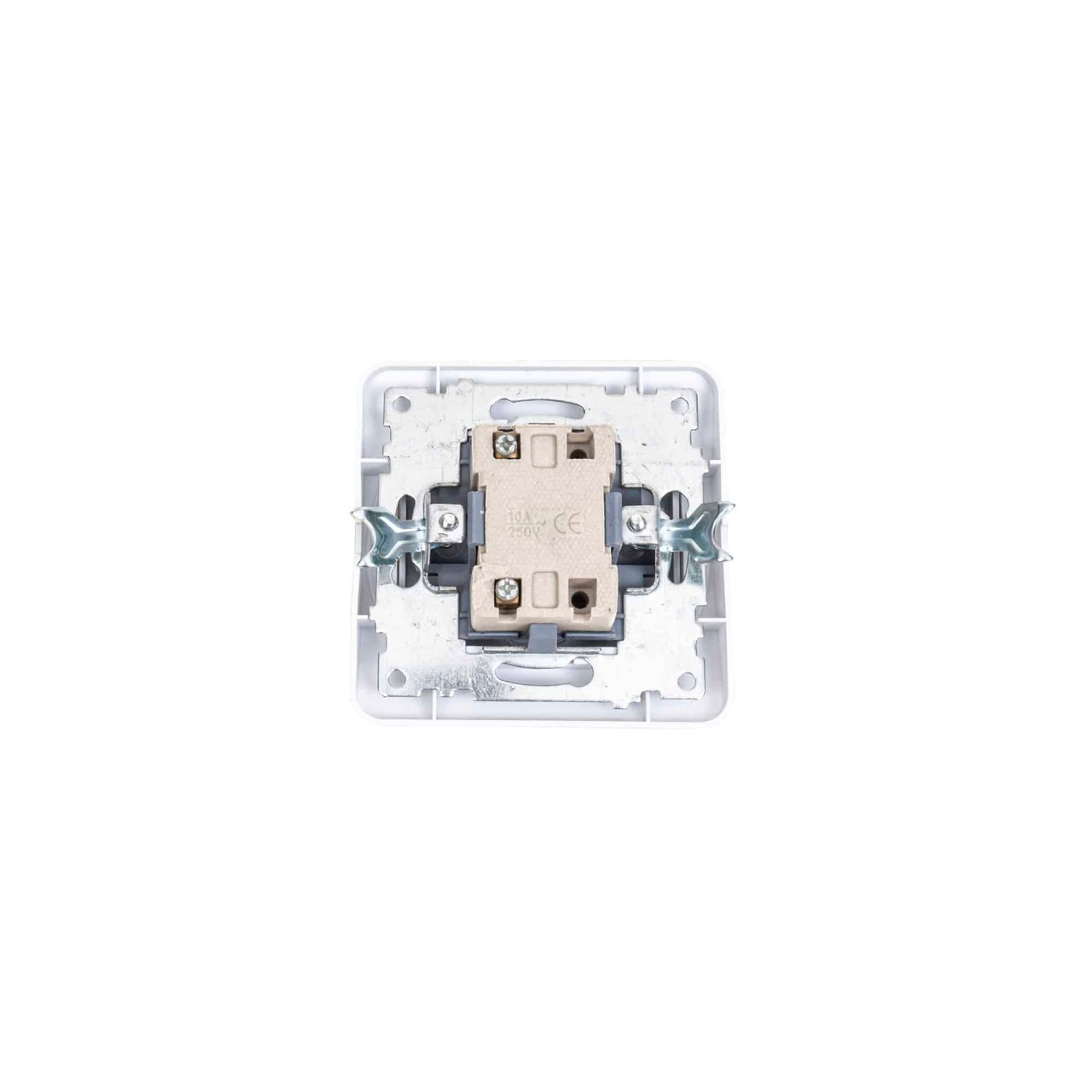 Intrerupator simplu alb, 10A, 250V, dimensiuni 80x80x35 mm