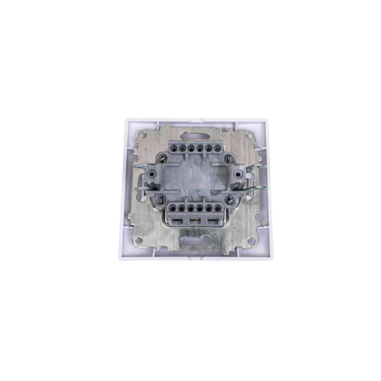 Intrerupator simplu alb, 10A, 250V, dimensiuni 80x80x35 mm