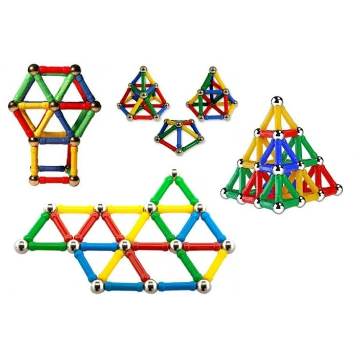 Joc creativ pentru copii, cu 168 de piese magnetice, din metal si plastic, multicolor