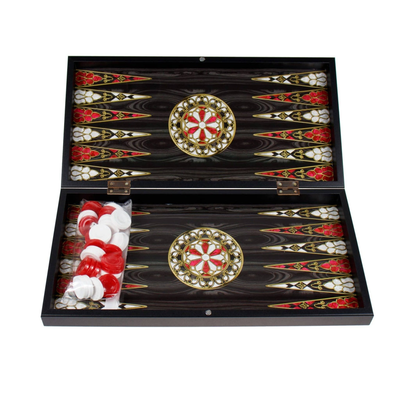 Joc de table din lemn lacuit 50x50 cm cu piese si zaruri