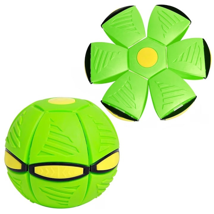 Jucarie 2 in 1, minge si disc, convertibila, 2 moduri de joaca, dimensiune 23 cm, verde
