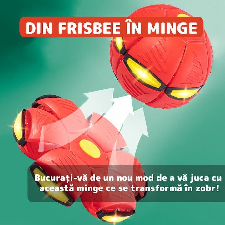 Jucarie 2 in 1, minge si disc, convertibila, 2 moduri de joaca, dimensiune 23 cm, rosu