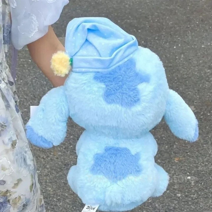 Jucarie din plus, mascota Stitch Albastru cu caciula, Personaj din Lilo&Stitch, 30 cm