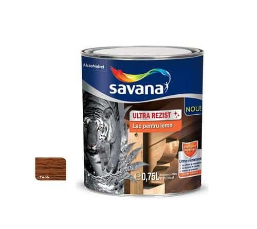 Lac pentru lemn ultrarezistent 0.75L, nuanta teak, aspect lucios, interior si exterior