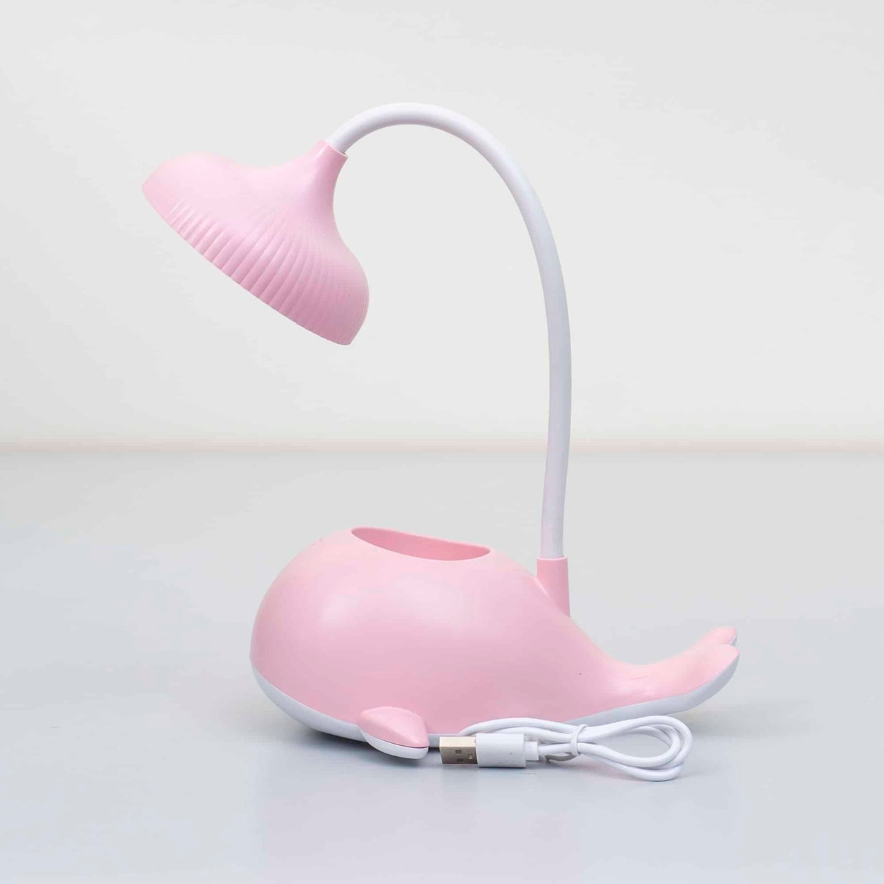 Lampa birou copii cu 3 tipuri de lumina, LED 3W, model delfin roz