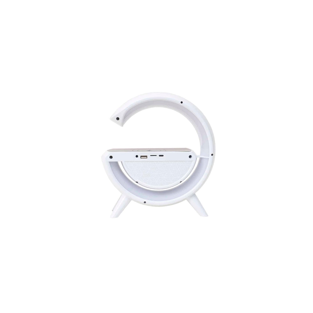 Lampa LED 3 in 1 cu boxa si incarcator wireless 15W, dimensiuni 22x8x24 cm
