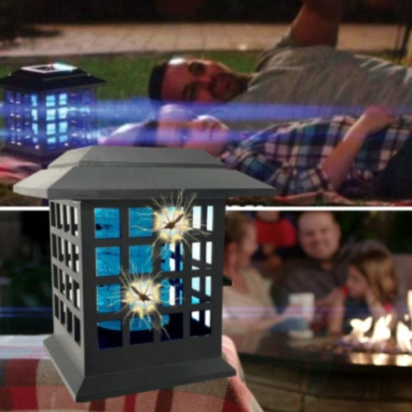 Lampa solara anti-insecte, cu bare de siguranta, buton on/off, cu montare prin agatare sau de sine statator, negru
