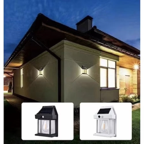 Lampa solara de perete, cu senzor de miscare, puterea becului 3W, iluminare LED, autonomie 6-12 ore, negru