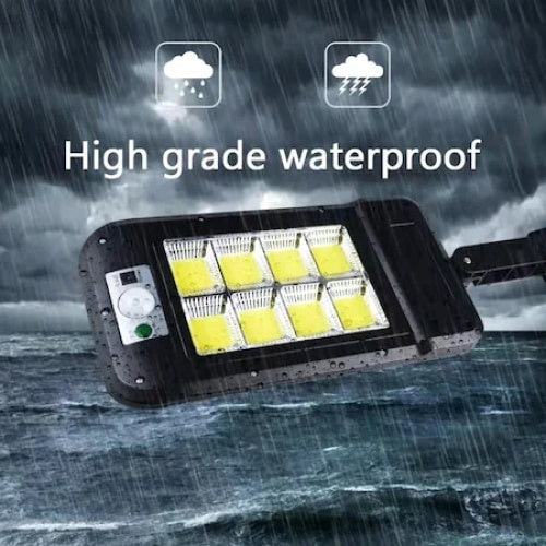 Lampa solara FOXMAG24, cu telecomanda, 160 LED-uri, corp de iluminat exterior, cu incarcare solara, senzor de miscare/lumina