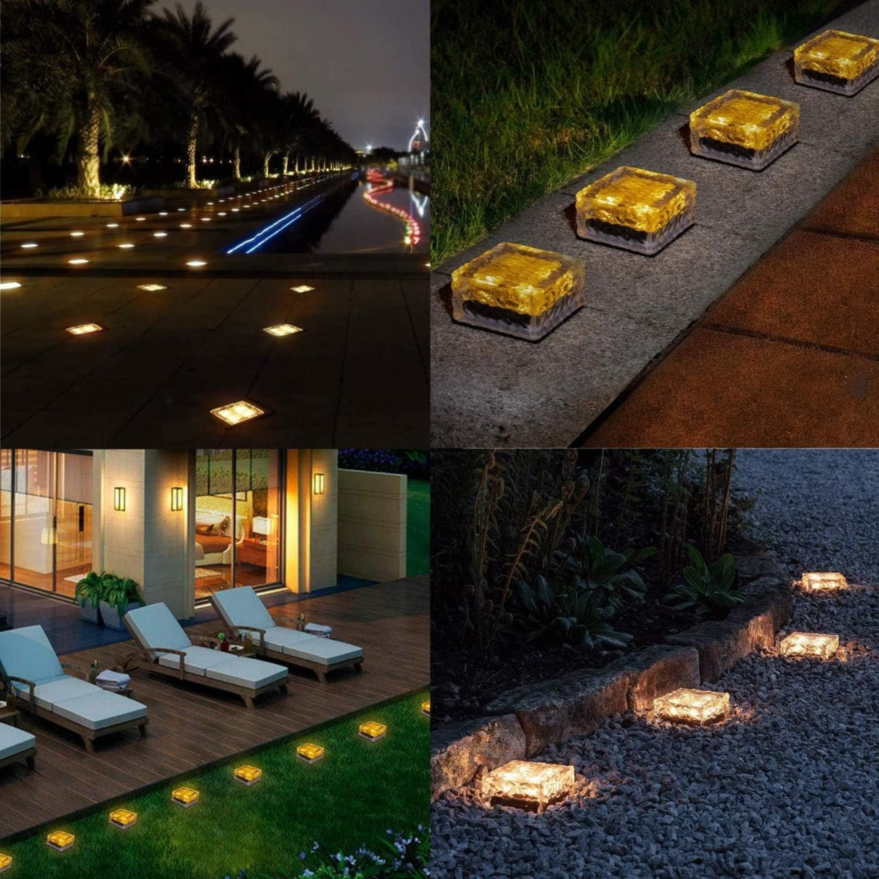 Lampa solara patrata, tip cub de gheata, pentru gradina, rezistenta la apa si intemperii, alb
