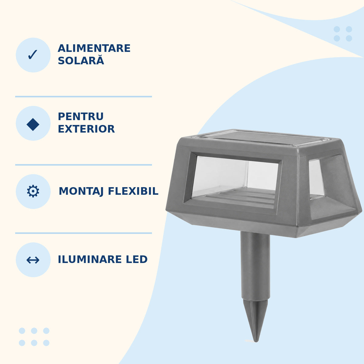 Lampă Solară pentru Gazon și Alei, cu Senzor Crepuscular, Gri – imagine 3
