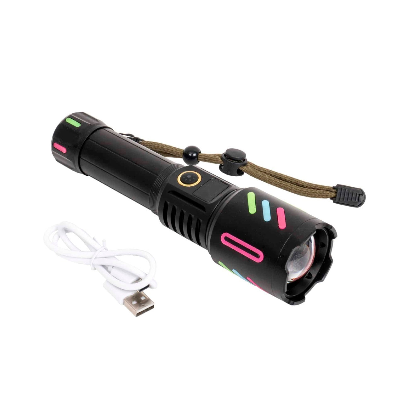 Lanterna de mana LED cu 5 moduri de luminozitate si incarcare USB, 18.5 cm