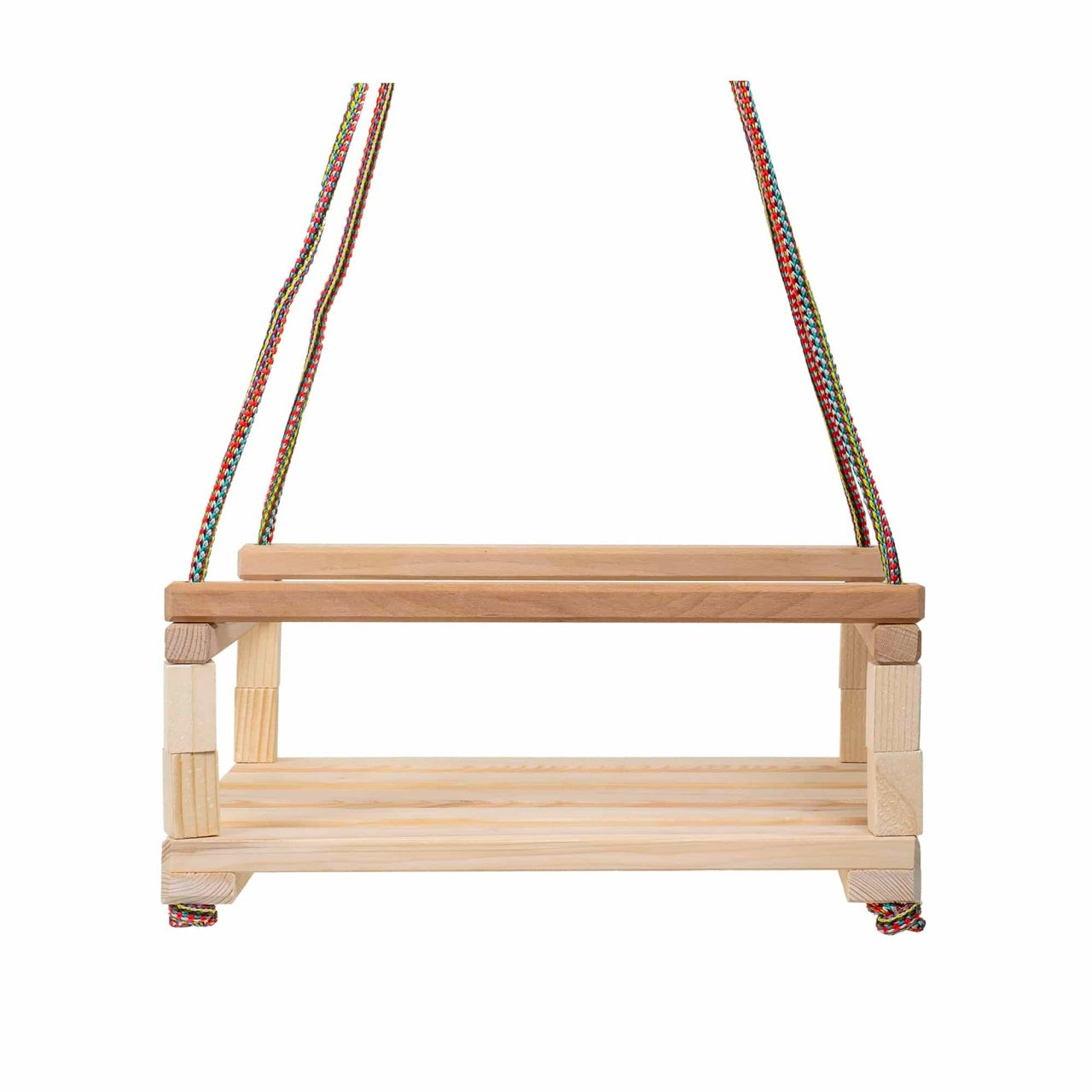 Leagan din lemn pentru copii, 40x30cm, cu franghii reglabile si inele fixare