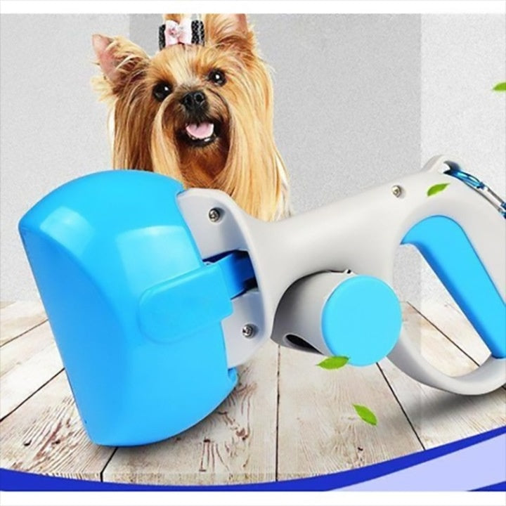 Lopatita tip cleste pentru colectarea excrementelor, cu dispenser pentru pungi
