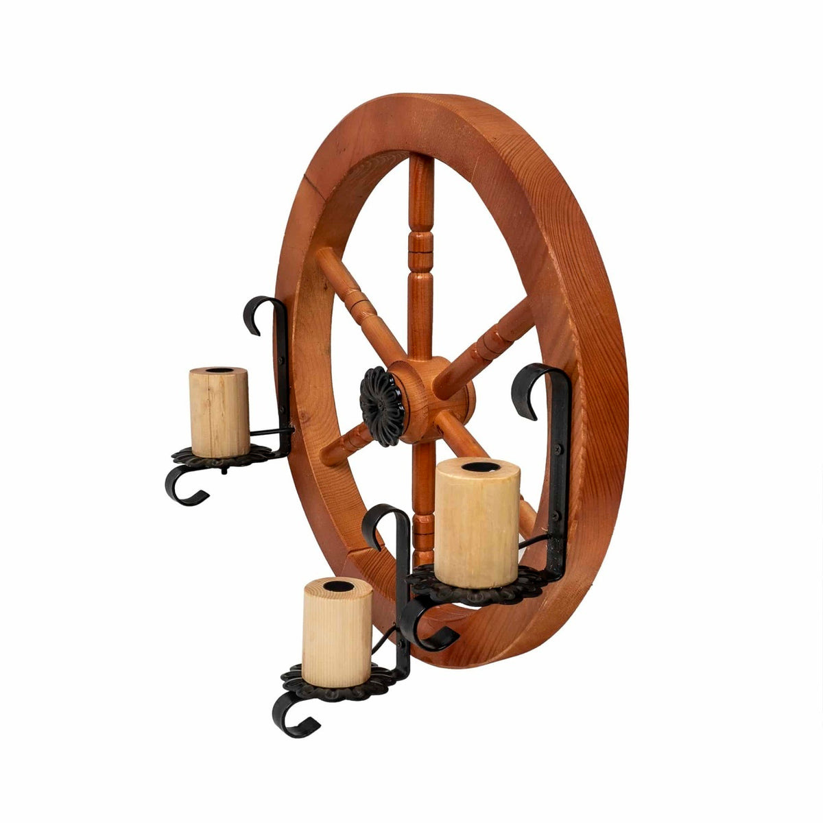 Lustra de perete din lemn cu diametru 49 cm si bec inclus