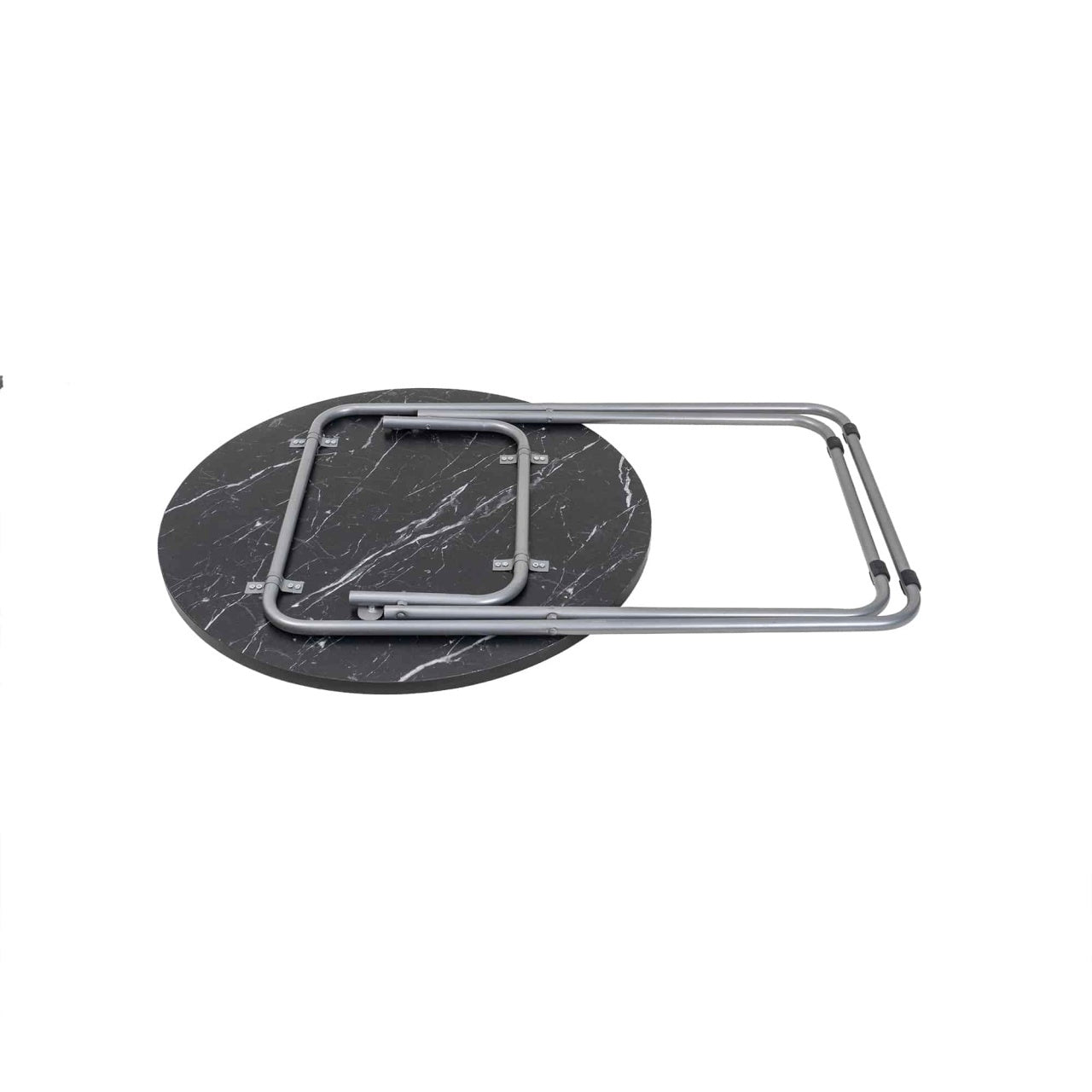 Masa plianta rotunda MDF 60x65 cm negru cu 4 scaune pliabile pentru bucatarie