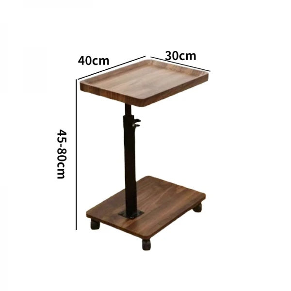 Masuta portabila pentru cafea, 2 blaturi MDF, inaltime ajustabila 45-80 cm, dimensiuni blat superior 39.5 x 29.5 cm, maro