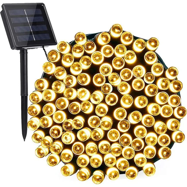 Instalație solară LED tip șir, 420 LED-uri, 50 m, cu telecomandă, albastră
