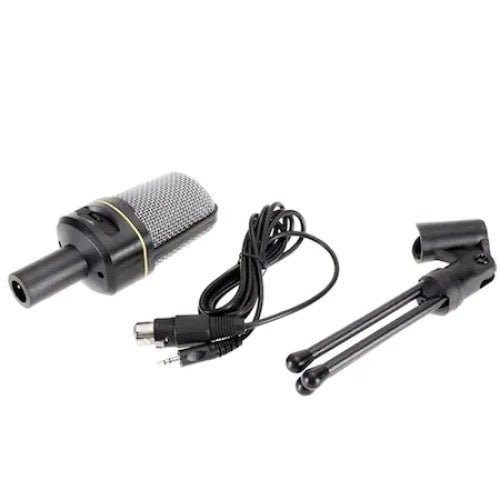 Microfon profesional pentru statiile radio, karaoke si studiourile de inregistrare, dispune de trepied pliabil, lungime cablu 1.8 metri, negru