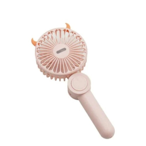 Mini venitilator portabil, cu suport pentru telefon, lumina, dimensiune 20cm, roz