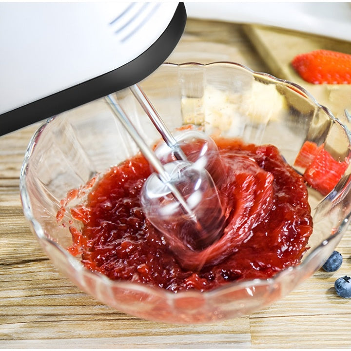 Mixer de mana, cu 7 viteze, putere 260W, 2 teluri si 2 carlige din INOX, alb