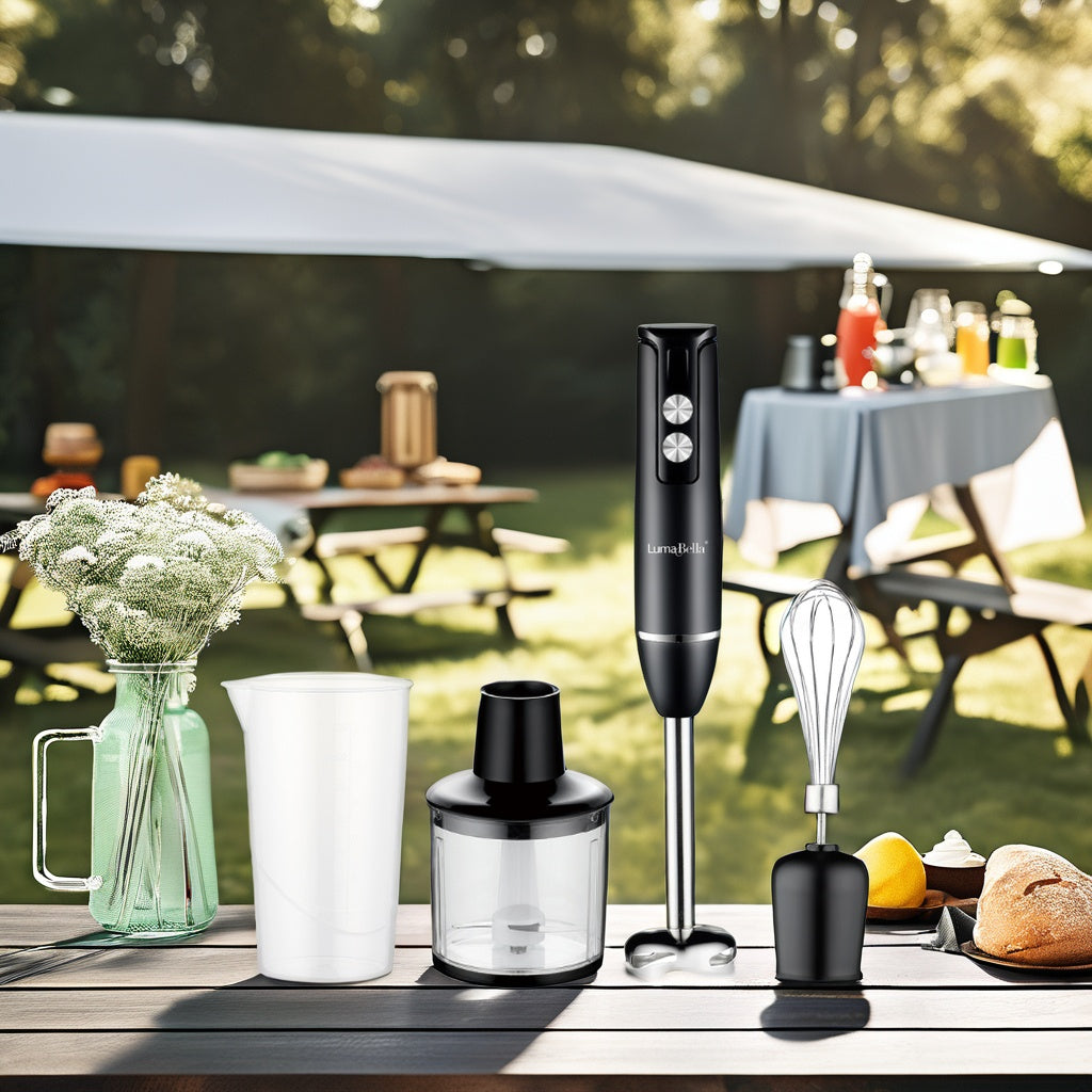 Mixer multifunctional 5 in 1, design ergonomic al manerului, ușor și rapid de curatat, procesor de alimente multifunctional, lame din otel inoxidabil pentru taiere rapida a alimentelor, negru