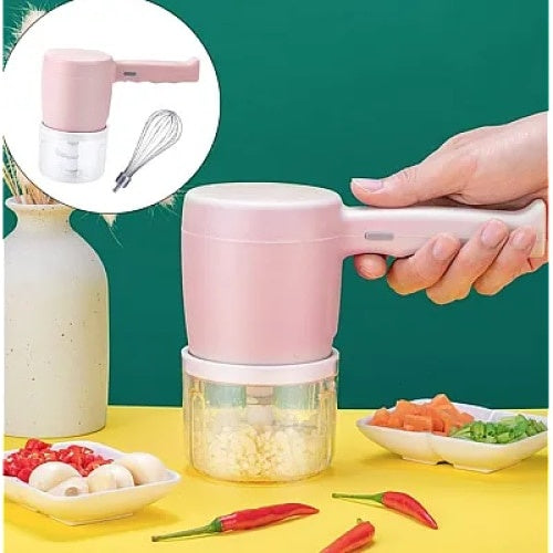 Mixer portabil, fara fir, cu 3 functii, cu bol de plastic, roz