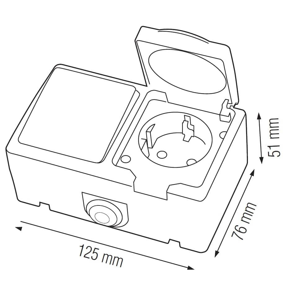 Modul priza si intrerupator 10A 250V IP54, priza shucko si intrerupator