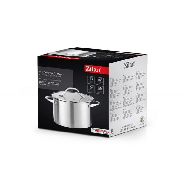 Oala inox cu capac de sticla, 3L, diametru 20cm, compatibila inductie