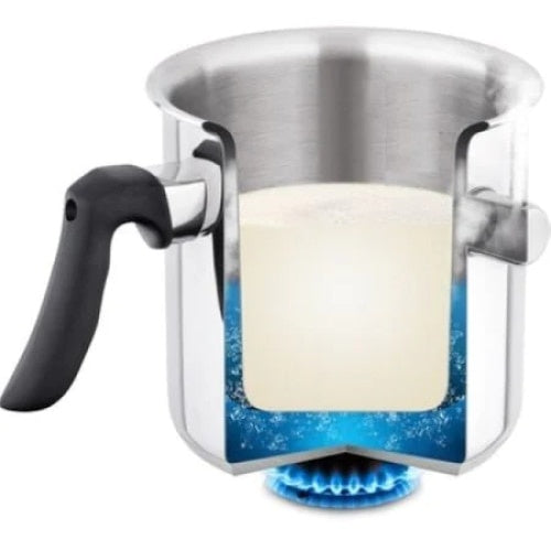 Oala pentru fiert lapte si ciocolata, FOXMAG24, capacitate 1.5 L, Inox, avertizare sonora