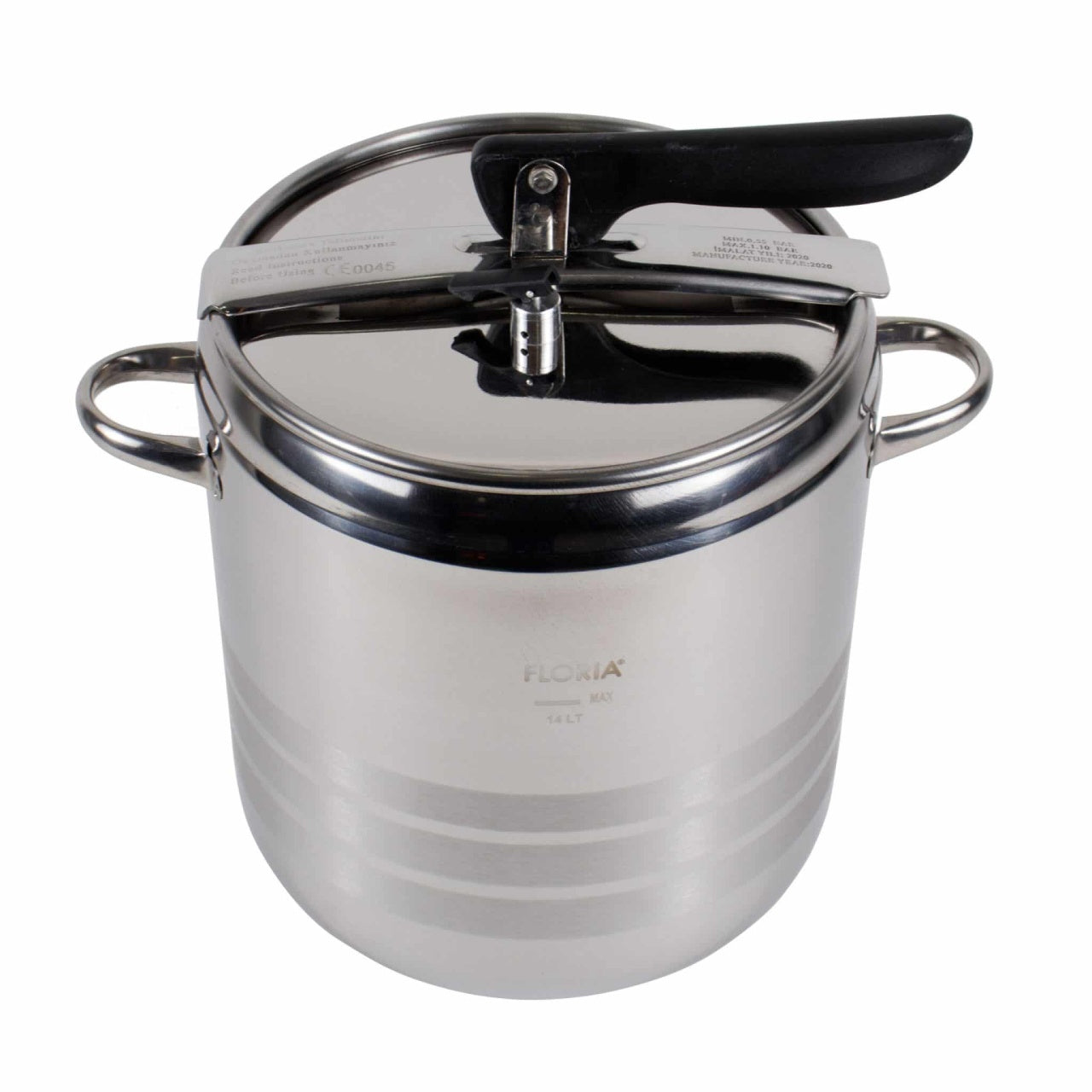 Oala sub presiune inox cu capac 14L, baza triplu strat pentru inductie
