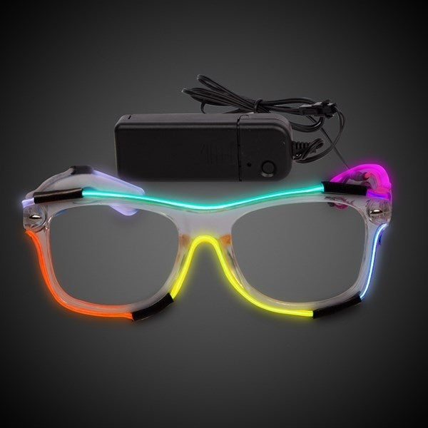 Ochelari cu lumina LED, 7 culori, cu baterii de alimentare