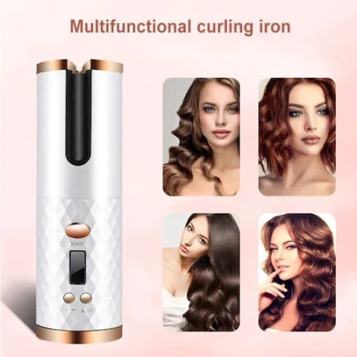 Ondulator automat wireless FOXMAG24, temperatura 150°C - 200°C, incarcare USB, baterie 5000 mAh, alb perla