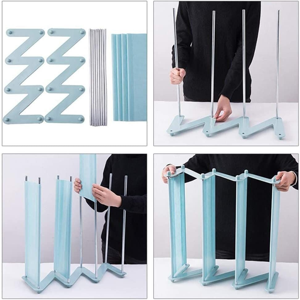 Organizator pentru pantofi, tip raft, in forma de Z, cu 4 rafturi, albastru