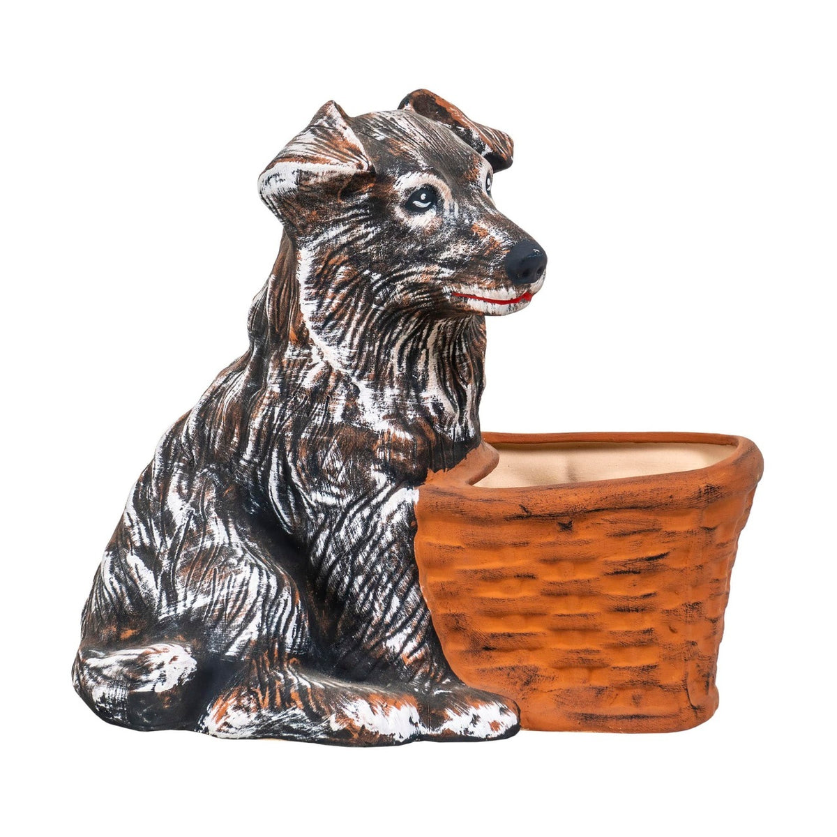 Pachet decor gradina ceramica cu catel suport flori, ciuperca si buburuza