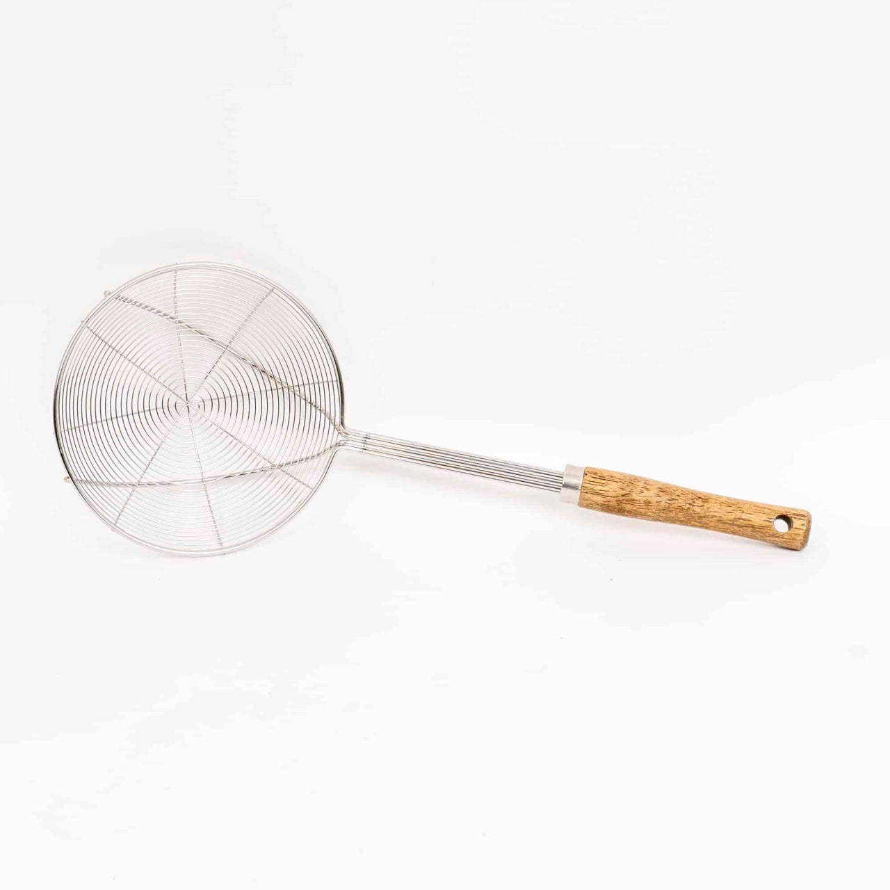 Paleta strecuratoare inox cu maner lemn, diametru sita 16 cm, lungime 41 cm