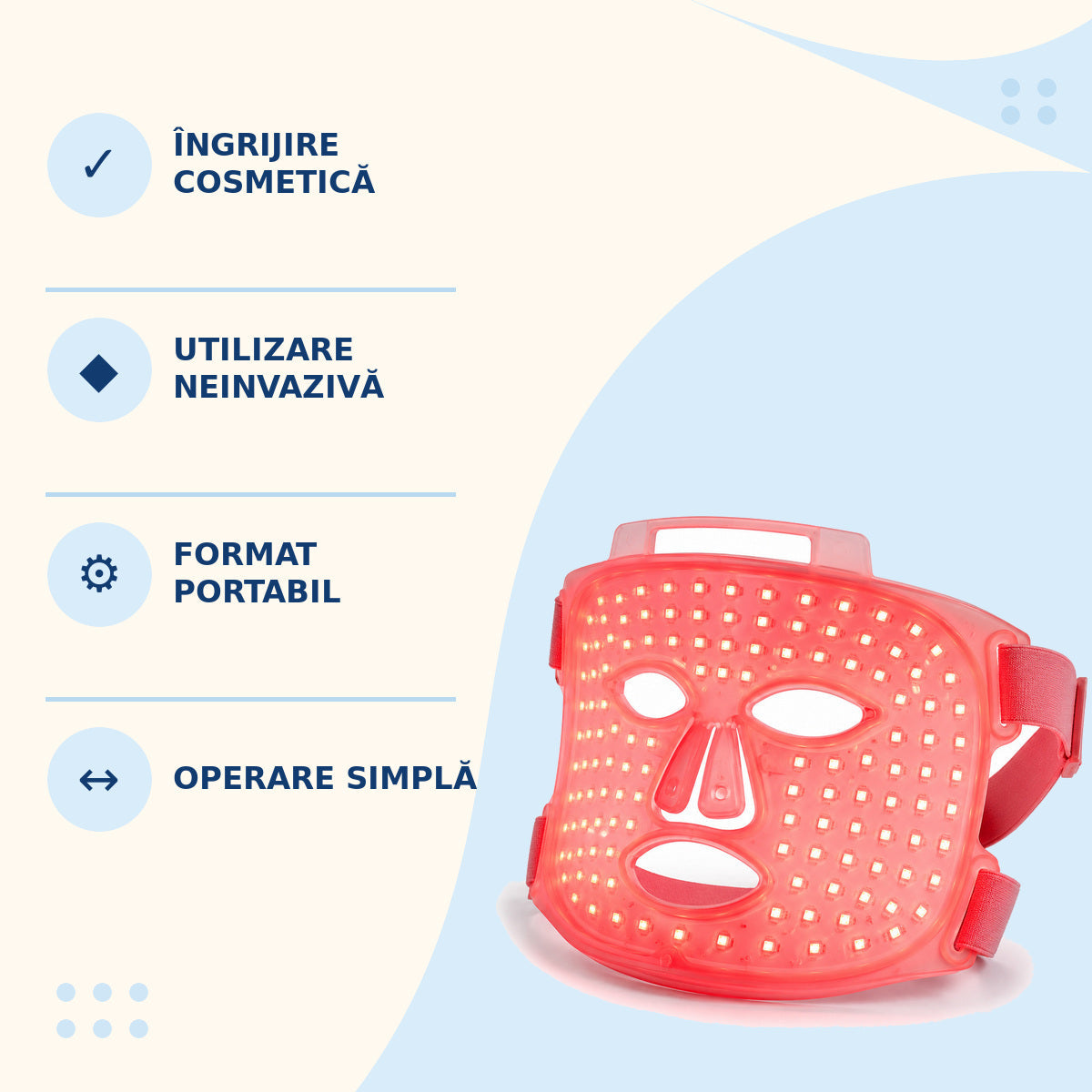 Panou LED cu Lumină Roșie pentru Îngrijire Cosmetică, Portabil – imagine 3