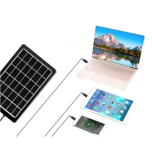 Panou solar portabil, FOXMAG24, putere 3W, dimensiuni reduse, waterproof, cu cablu USB incarcatre smatphone, negru