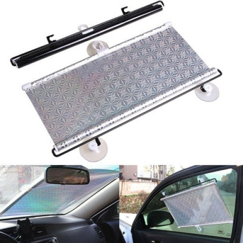 Parasolar retractabil, prindere cu ventuze, dimensiuni 58x125 cm, gri