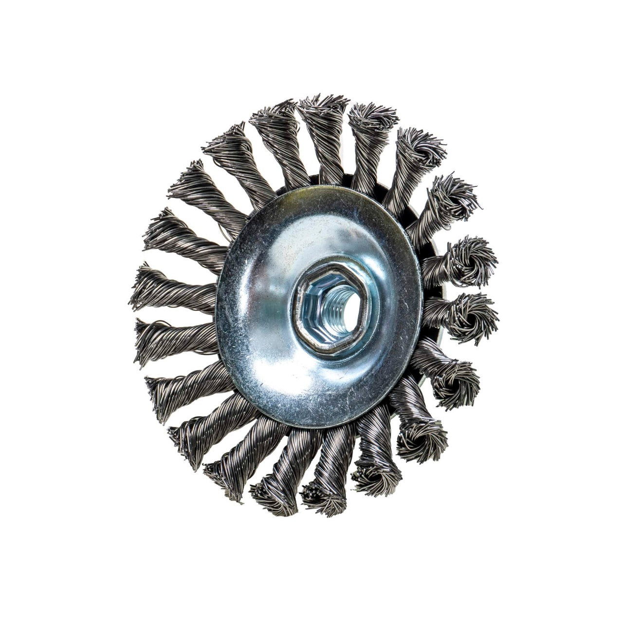 Perie conica cu sarma rasucita, diametru 115 mm, filet M14 pentru polizor unghiular