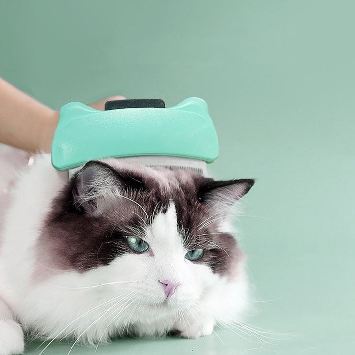 Perie de ingrijire pentru animale, L, cu buton de auto-curatare, verde