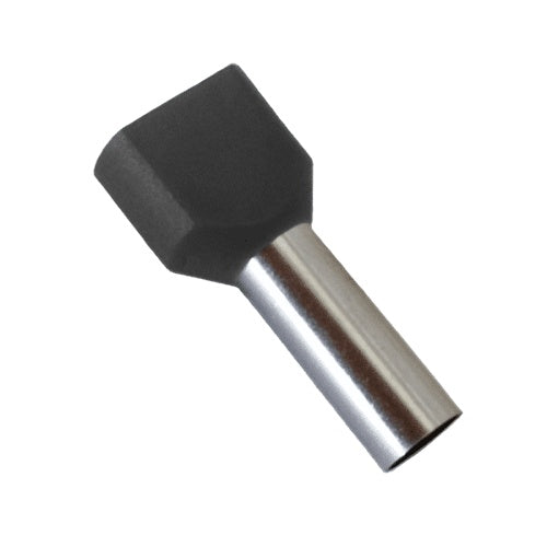 Pini dubli pentru cablu 2x1.5 mm, set 100 bucati, negri